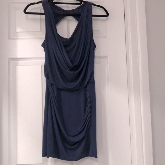 BCBG MaxAzria Draped Neck Blue Dress Size Small - Picture 1 of 13